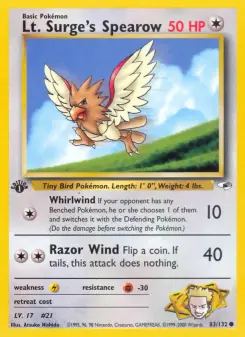 Lt. Surge's Spearow (Gym Heroes 83/132)