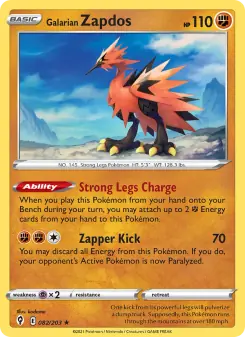 Galarian Zapdos (Evolving Skies 82/203)